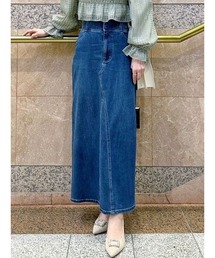 デニムコルセットバックスリットロングスカート