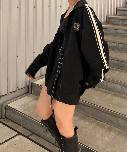 STRAY SHEEP(ストレイシープ)の「【STRAY SHEEP/ストレイシープ】メンズトラックジャケット/ブルゾン(ブルゾン・レディース・ブラック・MEDIUM/LARGE)」の6枚目の写真