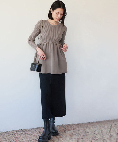 セール】前後2WAYペプラムリブニットプルオーバー（ニット/セーター