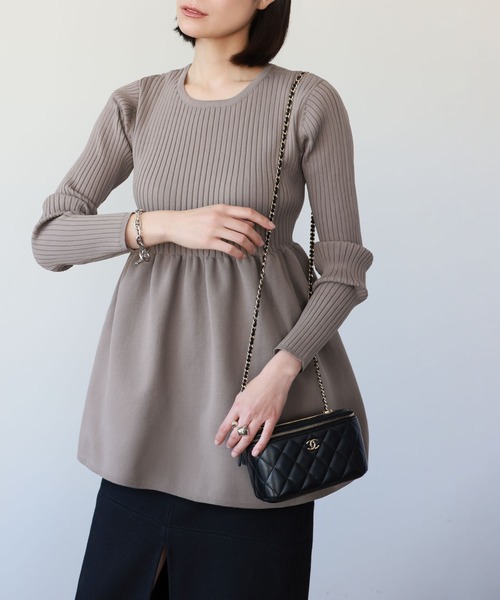 セール】前後2WAYペプラムリブニットプルオーバー（ニット/セーター