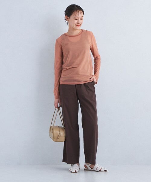 green label relaxing（グリーンレーベルリラクシング）の「ハイメッシュ チュール クルーネック プルオーバー（Tシャツ/カットソー・レディース・ホワイト/ベージュ/オリーブ/ダークグレー/ブラック・FREE）」の11枚目の写真