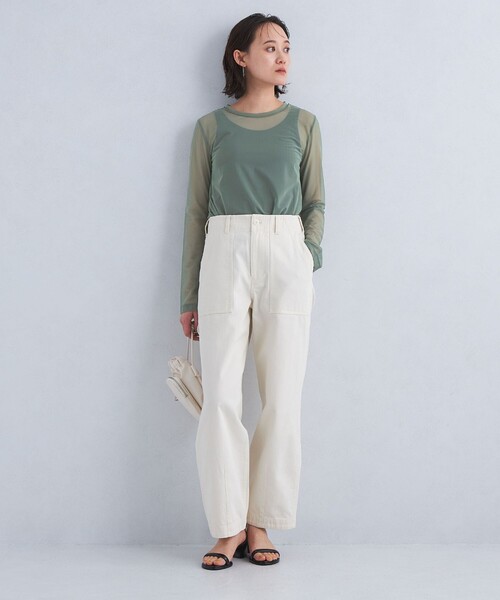 green label relaxing（グリーンレーベルリラクシング）の「ハイメッシュ チュール クルーネック プルオーバー（Tシャツ/カットソー・レディース・ホワイト/ベージュ/オリーブ/ダークグレー/ブラック・FREE）」の22枚目の写真