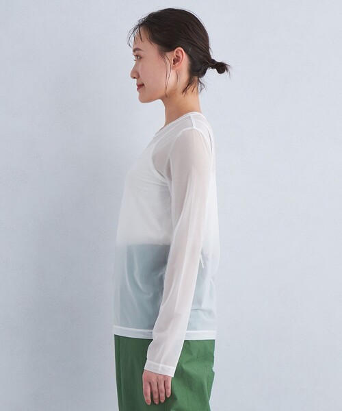 green label relaxing（グリーンレーベルリラクシング）の「ハイメッシュ チュール クルーネック プルオーバー（Tシャツ/カットソー・レディース・ホワイト/ベージュ/オリーブ/ダークグレー/ブラック・FREE）」の20枚目の写真