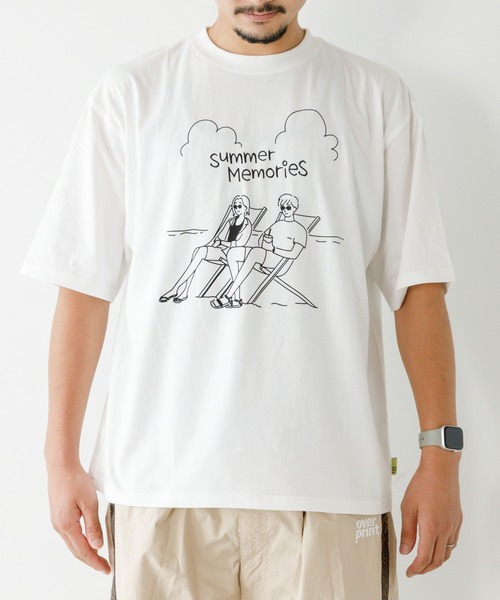 MAKE YOUR DAY(メイクユアデイ)の「バカンスファミリー半袖Tシャツ■パパサイズ(Tシャツ/カットソー・メンズ・ブラック/オフホワイト・L/M)」の1枚目の写真