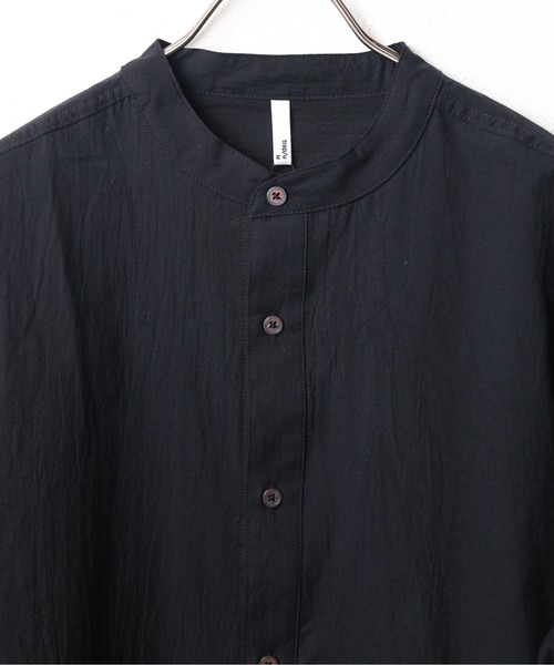 B.I.D.（ビーアイディー）の「《ランダムワッシャー バンドカラープルオーバーシャツ（シャツ/ブラウス・メンズ・ブラック/ホワイト・MEDIUM/LARGE）」の4枚目の写真