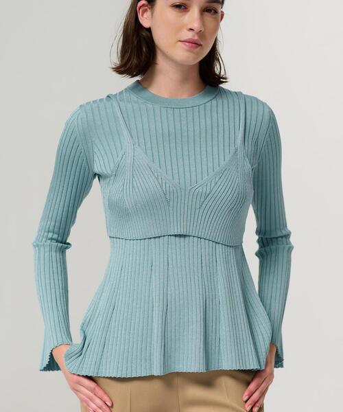 LANVIN en Bleu（ランバンオンブルー）の「ブライトリブニットビスチェ（キャミソール・レディース・ブルー系その他/ブラック・38）」の2枚目の写真