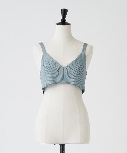 LANVIN en Bleu（ランバンオンブルー）の「ブライトリブニットビスチェ（キャミソール・レディース・ブルー系その他/ブラック・38）」の6枚目の写真