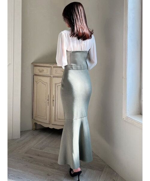 RESEXXY（リゼクシー）の「シャツドッキングマーメイドニットワンピース（ワンピース・レディース・グリーン/ベージュ/ブラック・FREE）」の6枚目の写真