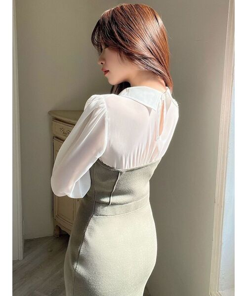 RESEXXY（リゼクシー）の「シャツドッキングマーメイドニットワンピース（ワンピース・レディース・グリーン/ベージュ/ブラック・FREE）」の9枚目の写真