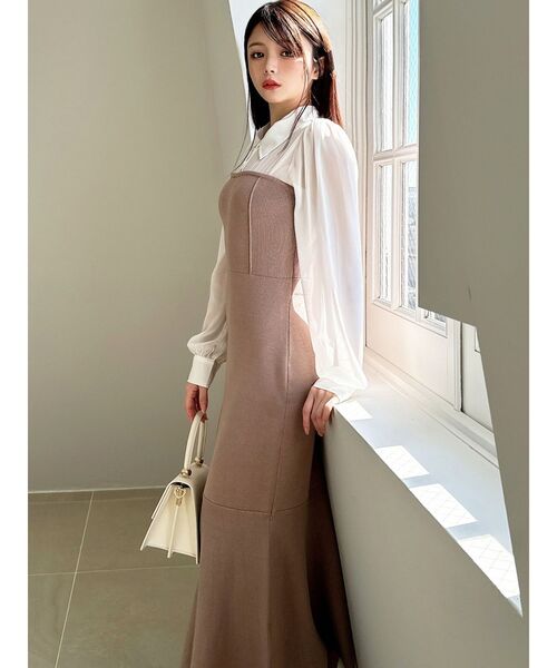 RESEXXY（リゼクシー）の「シャツドッキングマーメイドニットワンピース（ワンピース・レディース・グリーン/ベージュ/ブラック・FREE）」の12枚目の写真