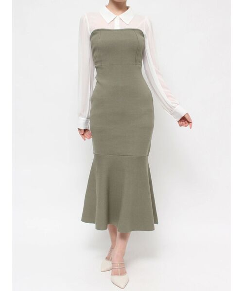 RESEXXY（リゼクシー）の「シャツドッキングマーメイドニットワンピース（ワンピース・レディース・グリーン/ベージュ/ブラック・FREE）」の18枚目の写真