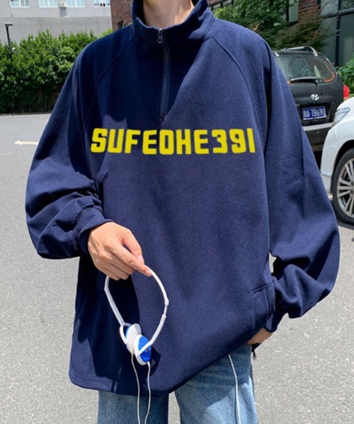 NOWLE(ノウル)の「【NOWLE】フロントロゴ ハーフジップスウェット(スウェット・メンズ・ネイビー/ライトグレー・LARGE/X-LARGE/MEDIUM)」の2枚目の写真