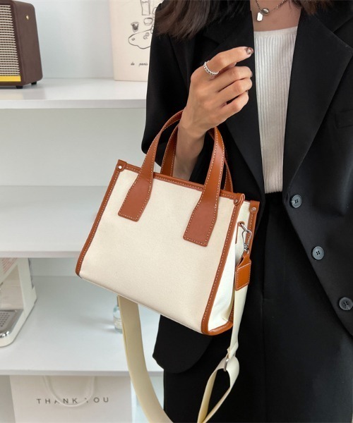 Per sist ence（パーシエンス）の「２WAY バイカラーミニトート/ショルダーバッグ（ショルダーバッグ・レディース・ブラック/ホワイト/ブラウン・FREE）」の3枚目の写真