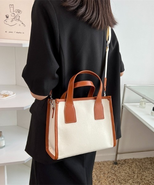 Per sist ence（パーシエンス）の「２WAY バイカラーミニトート/ショルダーバッグ（ショルダーバッグ・レディース・ブラック/ホワイト/ブラウン・FREE）」の13枚目の写真