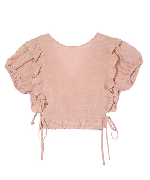 MILKFED.(ミルクフェド)の「RUFFLE SLEEVE CROPPED TOP(シャツ/ブラウス・レディース・オリーブ/ライトピンク/ネイビー・ONE SIZE)」の3枚目の写真