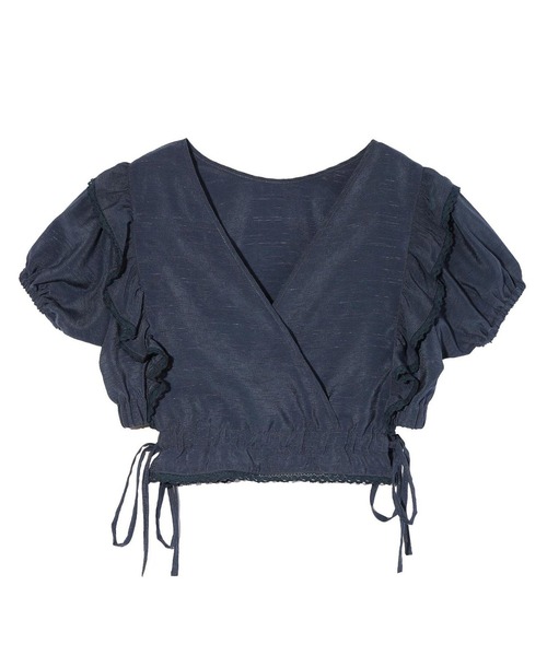 MILKFED.(ミルクフェド)の「RUFFLE SLEEVE CROPPED TOP(シャツ/ブラウス・レディース・オリーブ/ライトピンク/ネイビー・ONE SIZE)」の6枚目の写真