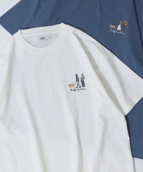 SITRY(シトリー)の「SITRY Couple Embroidery T-shirt/別注 オーバーサイズ カップル ワンポイント刺繍 半袖Tシャツ レディース メンズ(Tシャツ/カットソー・メンズ・ホワイト/ホワイト系その他/ベージュ系その他/グリーン/ブラック/グレイッシュベージュ/ブルー/ブラック系その他・M/L/XL)」の2枚目の写真