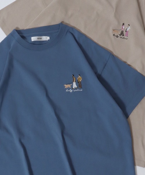 SITRY(シトリー)の「SITRY Couple Embroidery T-shirt/別注 オーバーサイズ カップル ワンポイント刺繍 半袖Tシャツ レディース メンズ(Tシャツ/カットソー・メンズ・ホワイト/ホワイト系その他/ベージュ系その他/グリーン/ブラック/グレイッシュベージュ/ブルー/ブラック系その他・M/L/XL)」の8枚目の写真