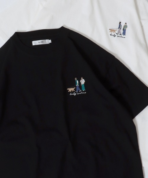 SITRY(シトリー)の「SITRY Couple Embroidery T-shirt/別注 オーバーサイズ カップル ワンポイント刺繍 半袖Tシャツ レディース メンズ(Tシャツ/カットソー・メンズ・ホワイト/ホワイト系その他/ベージュ系その他/グリーン/ブラック/グレイッシュベージュ/ブルー/ブラック系その他・M/L/XL)」の1枚目の写真