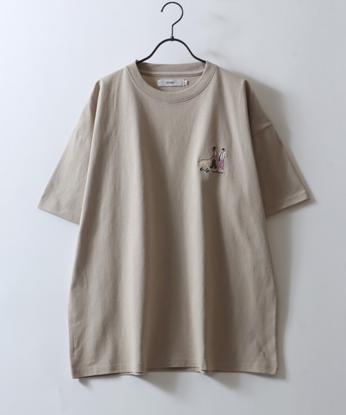 【ポイント使いの刺繍がかわいい♡】HERMES Tシャツ セール】SITRY Couple Embroidery T-shirt/別注 オーバーサイズ