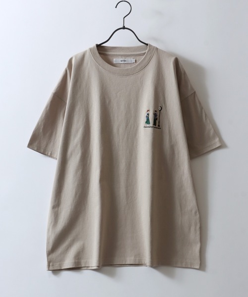 SITRY(シトリー)の「SITRY Couple Embroidery T-shirt/別注 オーバーサイズ カップル ワンポイント刺繍 半袖Tシャツ レディース メンズ(Tシャツ/カットソー・メンズ・ホワイト/ホワイト系その他/ベージュ系その他/グリーン/ブラック/グレイッシュベージュ/ブルー/ブラック系その他・M/L/XL)」の9枚目の写真