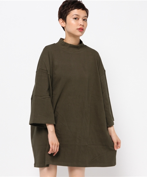 CIAOPANIC（チャオパニック）の「【Ciaopanic】　ハイネックBIGT-OP（ワンピース・レディース・アイボリー/ブラック/カーキ・FREE）」の3枚目の写真