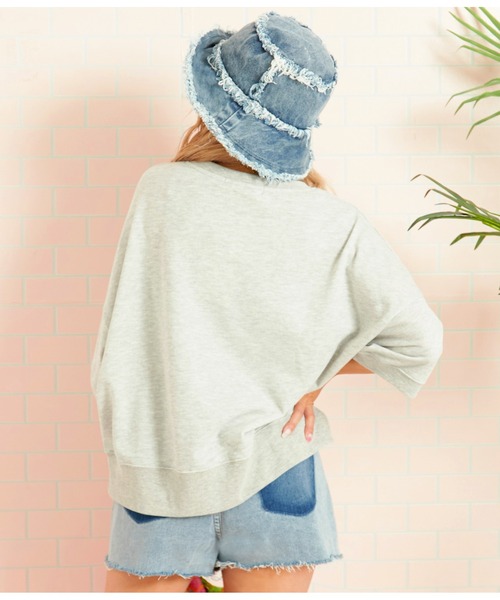 anap mimpi（アナップミンピ）の「ガーゼ裏毛 5分袖 ロゴ 刺繍 スウェット プルオーバー（Tシャツ/カットソー・レディース・グレー/ダークグレー・FREE）」の8枚目の写真