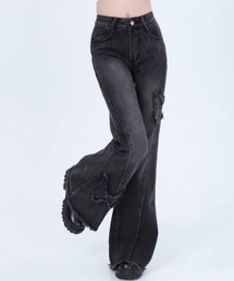 GEMEDA | バタフライ刺しゅうフレアデニムパンツ(デニムパンツ)