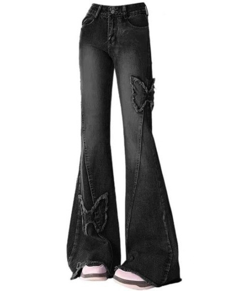 GEMEDA（ジェメダ）の「バタフライ刺しゅうフレアデニムパンツ（デニムパンツ・レディース・グレー系その他/ブラック・S/L/M）」の13枚目の写真