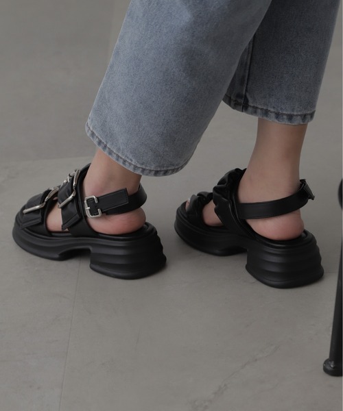 FREE'S MART（フリーズマート）の「◆2バックルサンダル（サンダル・レディース・ブラック・MEDIUM/LARGE）」の7枚目の写真