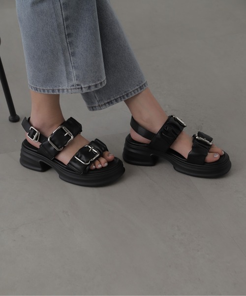 FREE'S MART（フリーズマート）の「◆2バックルサンダル（サンダル・レディース・ブラック・MEDIUM/LARGE）」の8枚目の写真