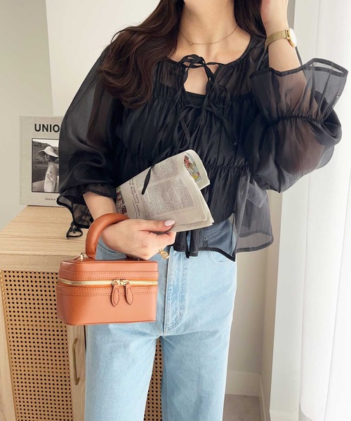 nelliy.（ネルリー）の「オーガンジーシアーブラウス（シャツ/ブラウス・レディース・ブラック/サンドグレー・MEDIUM）」の2枚目の写真