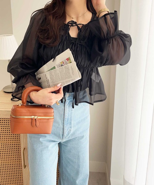 nelliy.（ネルリー）の「オーガンジーシアーブラウス（シャツ/ブラウス・レディース・ブラック/サンドグレー・MEDIUM）」の9枚目の写真