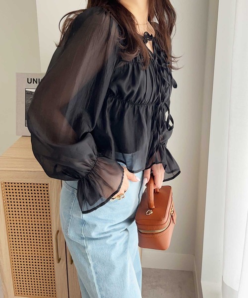 nelliy.（ネルリー）の「オーガンジーシアーブラウス（シャツ/ブラウス・レディース・ブラック/サンドグレー・MEDIUM）」の7枚目の写真