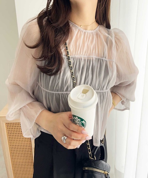 nelliy.（ネルリー）の「オーガンジーシアーブラウス（シャツ/ブラウス・レディース・ブラック/サンドグレー・MEDIUM）」の16枚目の写真