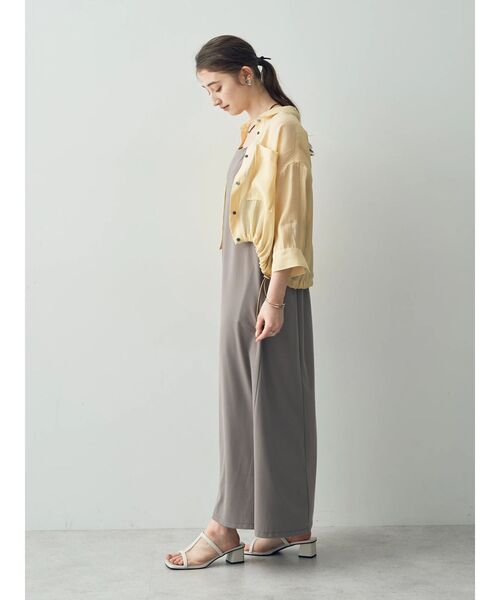 2色 2ピース シアーシャツ キャミ ワンピース ロング 長袖 無地 2点SET】シアーシャツ×Aラインキャミワンピース/YECCA VECCA