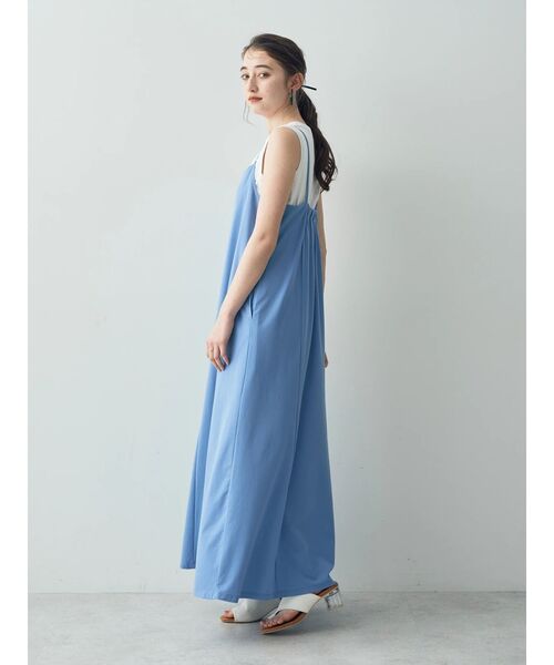 2色 2ピース シアーシャツ キャミ ワンピース ロング 長袖 無地 セール】【2点SET】シアーシャツ×Aラインキャミワンピース
