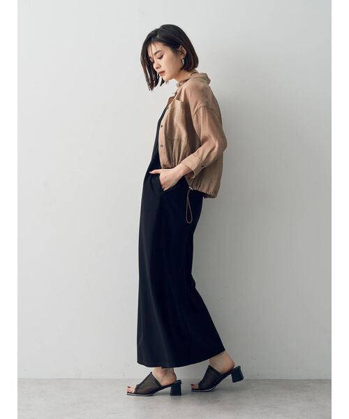 2色 2ピース シアーシャツ キャミ ワンピース ロング 長袖 無地 2点SET】シアーシャツ×Aラインキャミワンピース/YECCA VECCA
