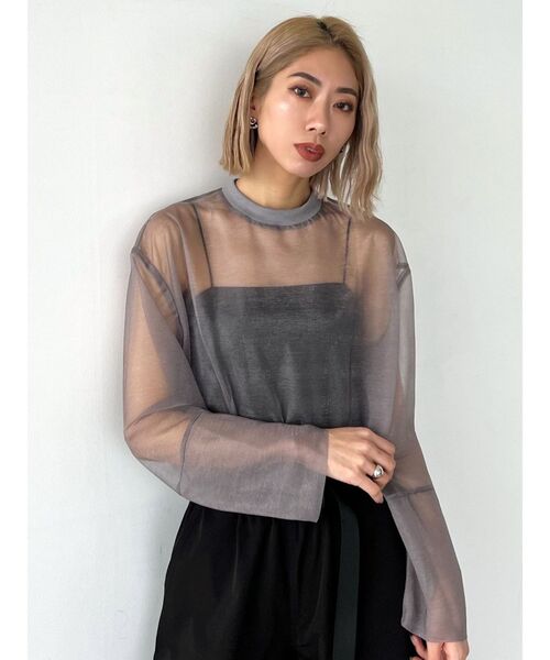 EMODA（エモダ）の「シアールーズオーバートップ（Tシャツ/カットソー・レディース・ブラック/グレー/ブルー・FREE）」の2枚目の写真