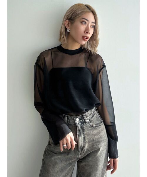 EMODA（エモダ）の「シアールーズオーバートップ（Tシャツ/カットソー・レディース・ブラック/グレー/ブルー・FREE）」の6枚目の写真