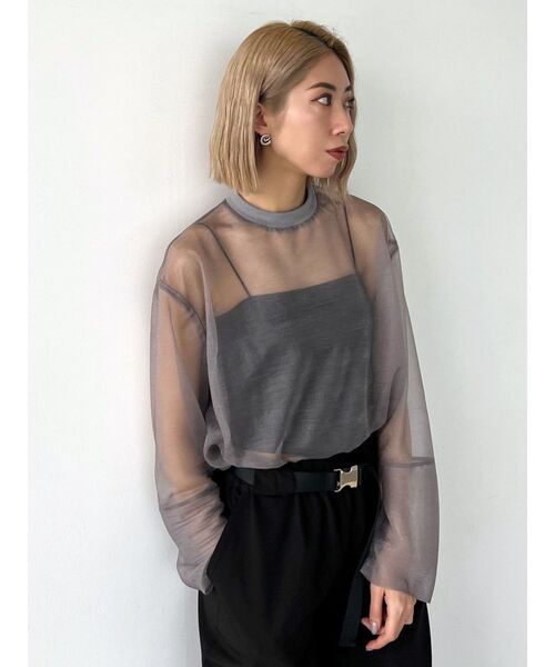 EMODA（エモダ）の「シアールーズオーバートップ（Tシャツ/カットソー・レディース・ブラック/グレー/ブルー・FREE）」の16枚目の写真