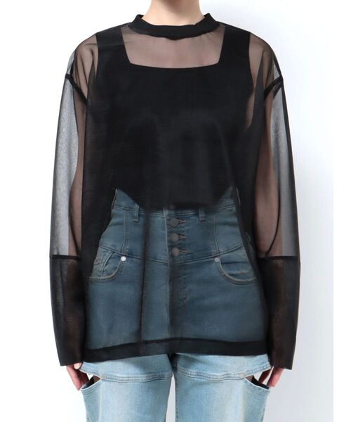 EMODA（エモダ）の「シアールーズオーバートップ（Tシャツ/カットソー・レディース・ブラック/グレー/ブルー・FREE）」の22枚目の写真