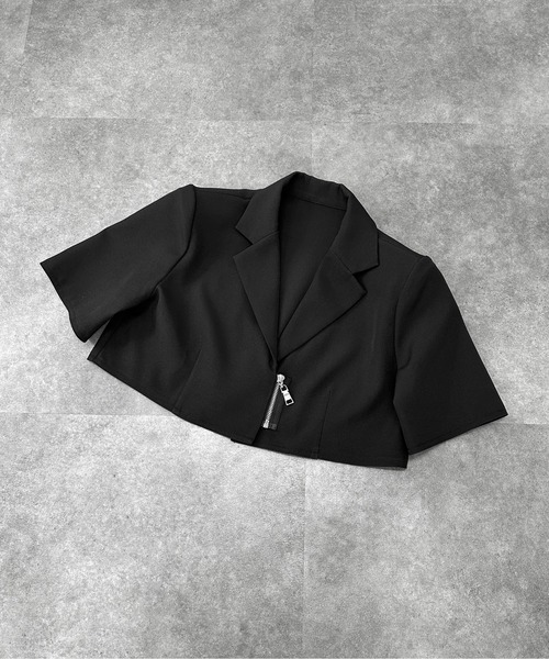 セール】【jiasecond.】フロントジップ半袖ジャケット / アウター