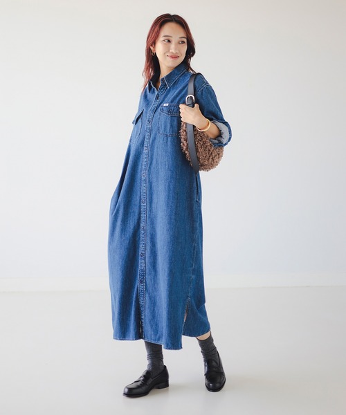 Lee ロングシャツワンピース デニムアーバンリサーチ アーバンリサーチロッソ× Lee 別注 ロング デニムシャツ