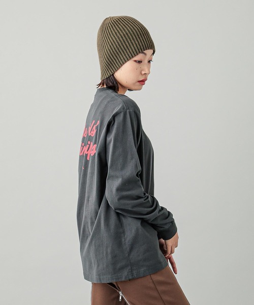 X-girl（エックスガール）の「VINYL LIP FACE L/S TEE（Tシャツ/カットソー・レディース・ホワイト/チャコール/ネイビー・S/M/L/XL）」の5枚目の写真