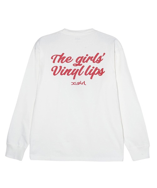 X-girl（エックスガール）の「VINYL LIP FACE L/S TEE（Tシャツ/カットソー・レディース・ホワイト/チャコール/ネイビー・S/M/L/XL）」の13枚目の写真