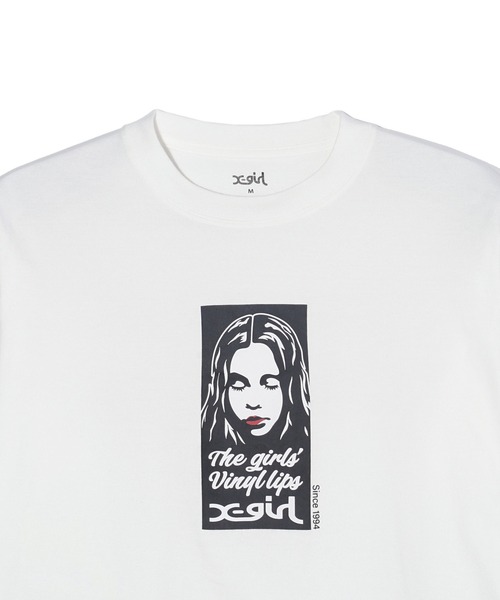 X-girl（エックスガール）の「VINYL LIP FACE L/S TEE（Tシャツ/カットソー・レディース・ホワイト/チャコール/ネイビー・S/M/L/XL）」の14枚目の写真