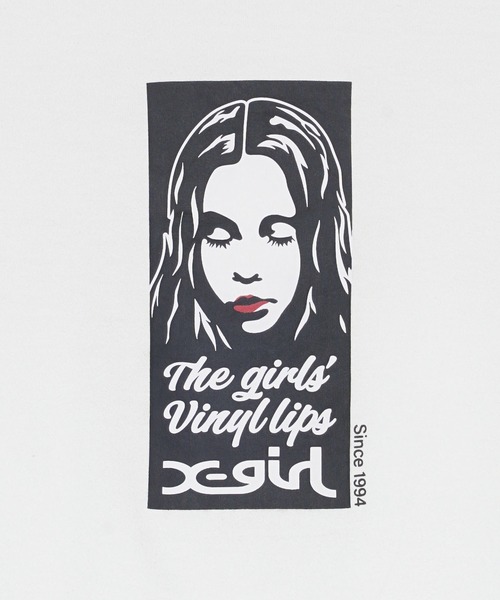 X-girl（エックスガール）の「VINYL LIP FACE L/S TEE（Tシャツ/カットソー・レディース・ホワイト/チャコール/ネイビー・S/M/L/XL）」の15枚目の写真