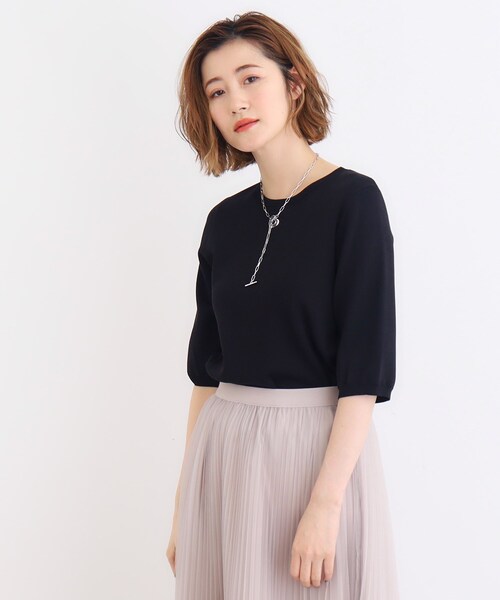 grove(グローブ)の「◆【ひんやり多機能】やわらかドライタッチ五分袖プルオーバー(ニット/セーター・レディース・チャコールグレー/ブラック系2/グリーン/オフホワイト/ブラック・02/03/01/04/05)」の17枚目の写真