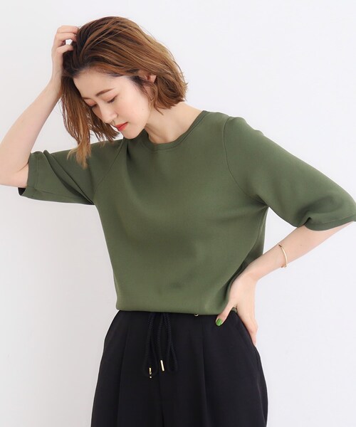 grove(グローブ)の「◆【ひんやり多機能】やわらかドライタッチ五分袖プルオーバー(ニット/セーター・レディース・チャコールグレー/ブラック系2/グリーン/オフホワイト/ブラック・02/03/01/04/05)」の22枚目の写真